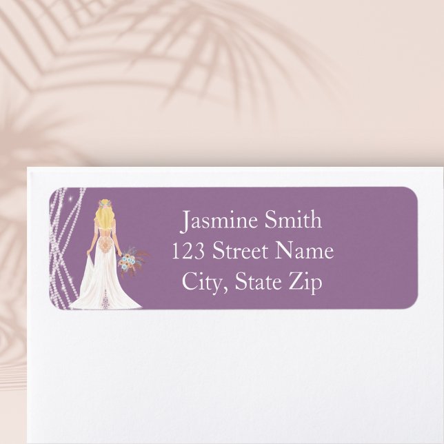 Address labels Boho Blonde Hair Bride With Pearls  (Creator Uploaded)