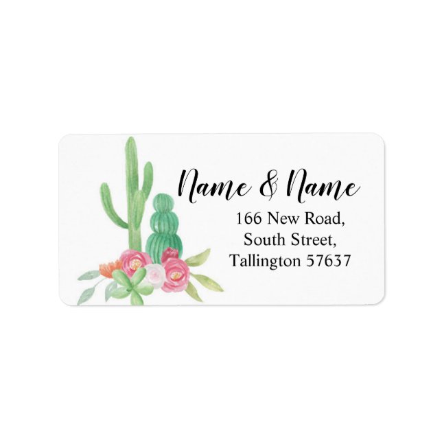 Address Labels Cactus Watercolor Print Cacti (Front)