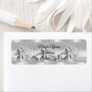 Address Labels Candles Silver Rose