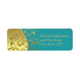 Address Labels--Gold Swirls & Teal