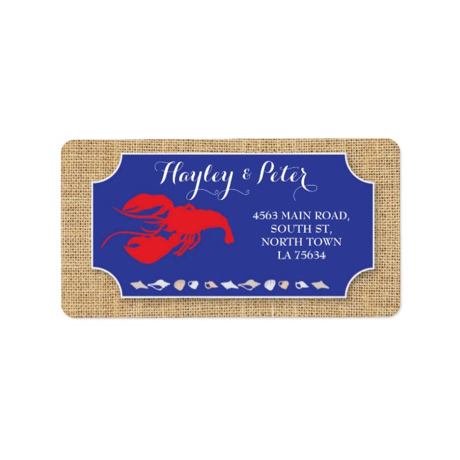 Address Labels Stickers Wedding Crawfish Lobster (Front)