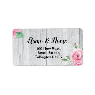Address Labels Wood Flower Floral Pink Roses
