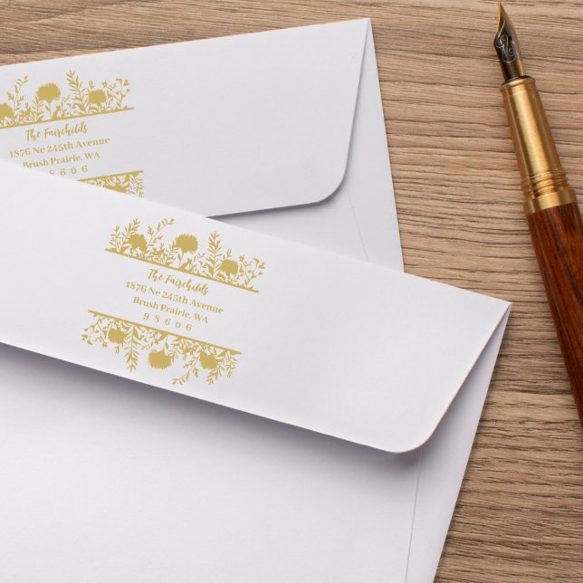 Address Modern Simple Fancy Wildflowers & Twigs Rubber Stamp (Creator Uploaded)