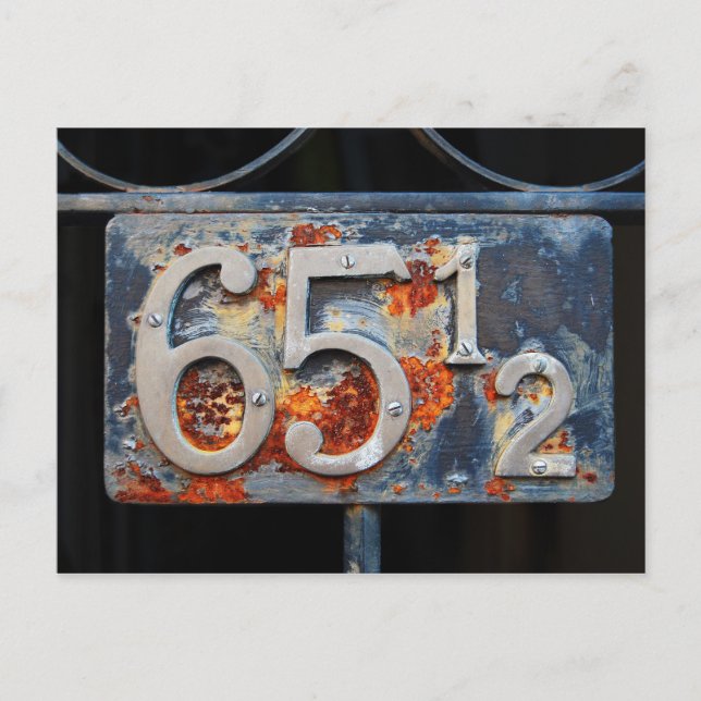 Address Number Plaque, Sixty-five and a Half Postcard (Front)