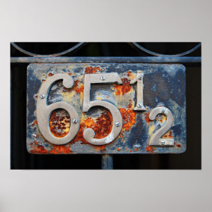 Address Number Plaque, Sixty-five and a Half Poster