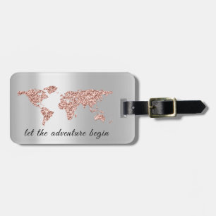 Address of the map of the world let the adventure  luggage tag