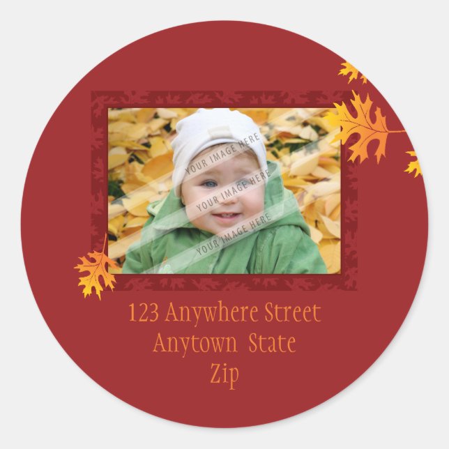 ADDRESS PHOTO STICKER :: mache leaves 1A (Front)