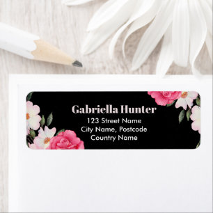 Address Pink White Roses Ballerina Floral Black