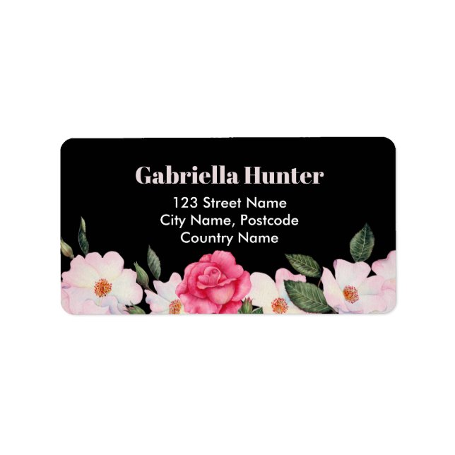 Address Pink White Roses Ballerina Floral Black Label (Front)