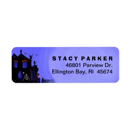 Address Return Label - Haunted House & Moon Return Address Label