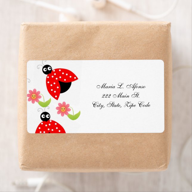 Address Return Labels Lady Bugs Floral (Insitu)