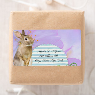 Address Return Labels Rabbit Blue Stripe
