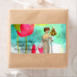 Address Return Labels Vintage Woman Floral
