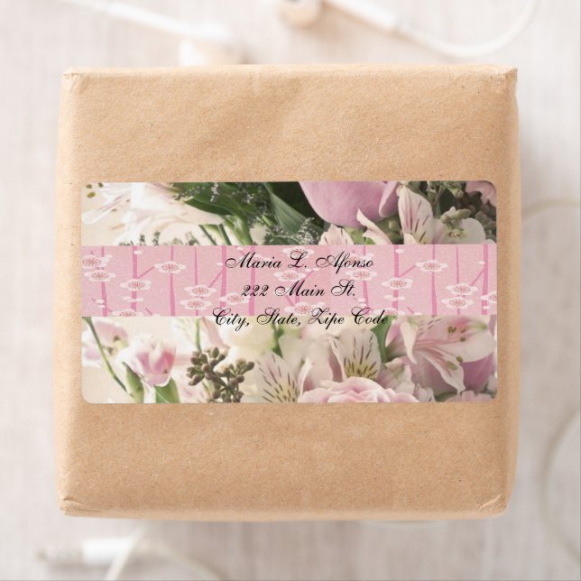 Address Return Labels White Pink Tulips Floral (Insitu)