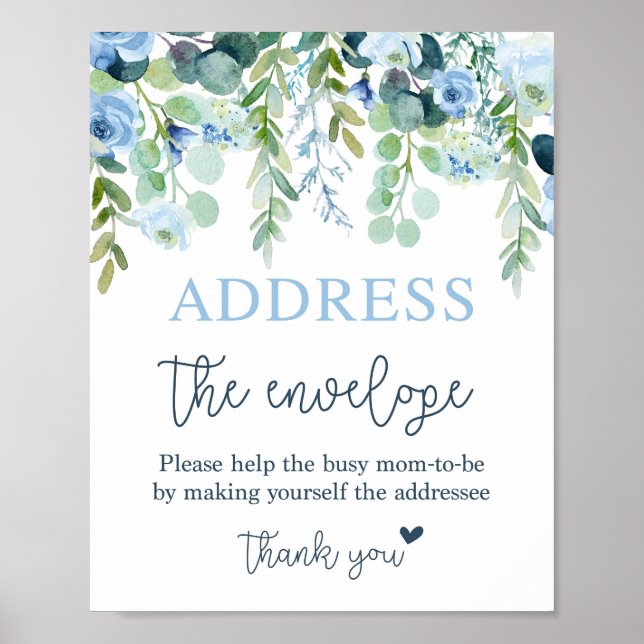 Address the envelope blue floral sign (Front)