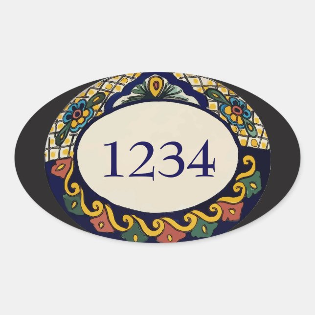 Address Tile add numbers Oval Sticker (Front)