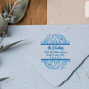 Address Trendy Simple Fancy Wildflowers & Twigs Rubber Stamp