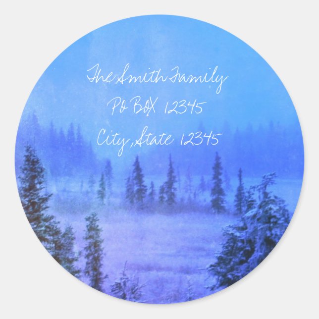 Address Tundra Trees Classic Round Sticker (Front)