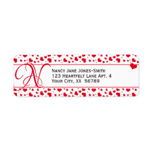 Address Valentine Red Hearts Random Pattern