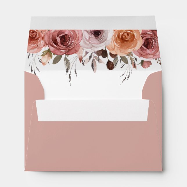 Addressed RSVP, Romantic Blush Pink Floral Envelope (Back (Bottom))