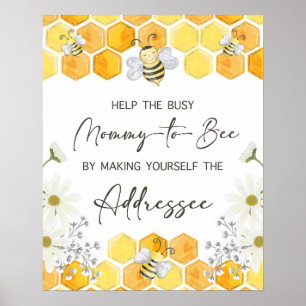 Addressee Baby Shower Sign Yellow Honey Bee Theme