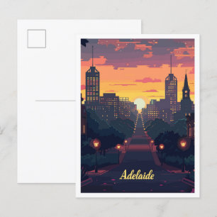 Adelaide Australia Art Vintage Travel Illustration Postcard