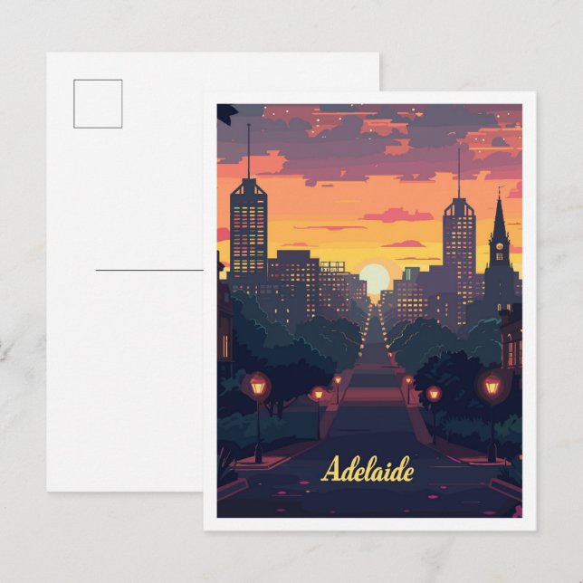Adelaide Australia Art Vintage Travel Illustration Postcard (Front/Back)