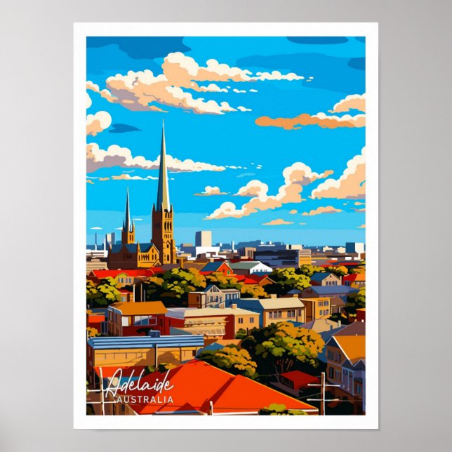 Adelaide Australia Artwork Travel Illustration Poster (Front)