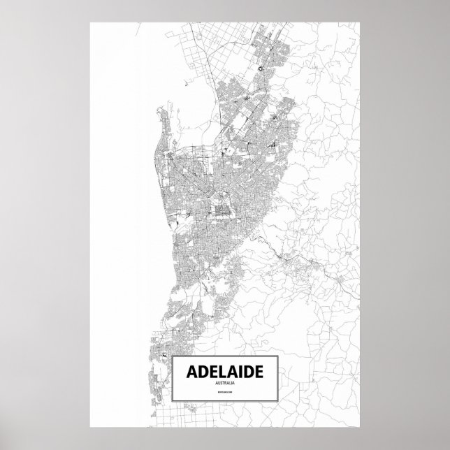 Adelaide, Australia (black on white) Poster (Front)