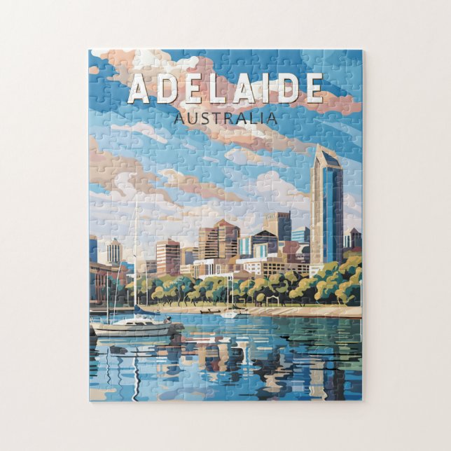 Adelaide Australia Travel Art Vintage Jigsaw Puzzle (Vertical)