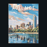 Adelaide Australia Travel Art Vintage Postcard<br><div class="desc">Adelaide retro vector travel design. Adelaide is the gateway to world-famous places such as Kangaroo Island and the best wine regions in Australia including the Barossa Valley,  McLaren Vale and the Clare Valley.</div>