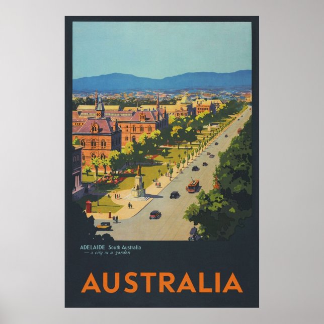 Adelaide Australia Vintage Travel Poster (Front)