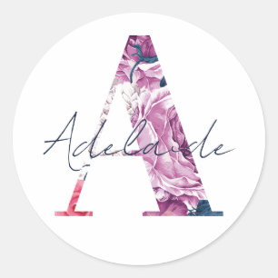 Adelaide Name Custom Sticker Girls Label Floral A