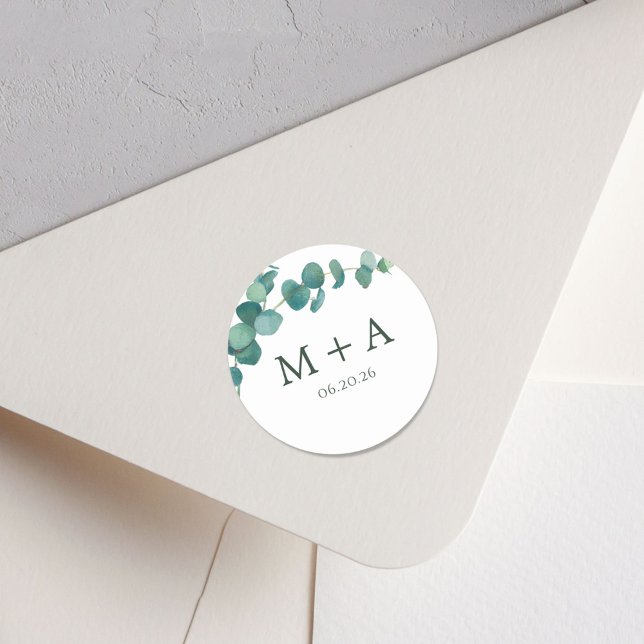 Adelaide Wedding Monogram Classic Round Sticker (Creator Uploaded)