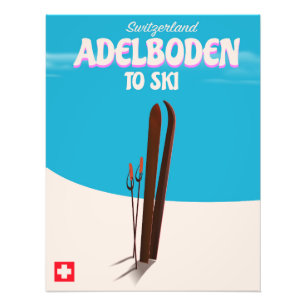 Adelboden Switzerland ski travel poster