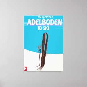 Adelboden Switzerland ski travel poster Canvas Print
