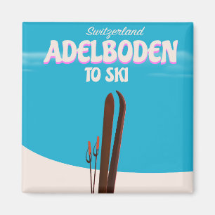 Adelboden Switzerland ski travel poster Magnet