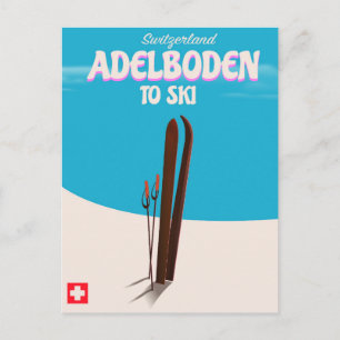 Adelboden Switzerland ski travel poster Postcard