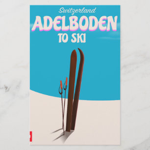 Adelboden Switzerland ski travel poster Stationery
