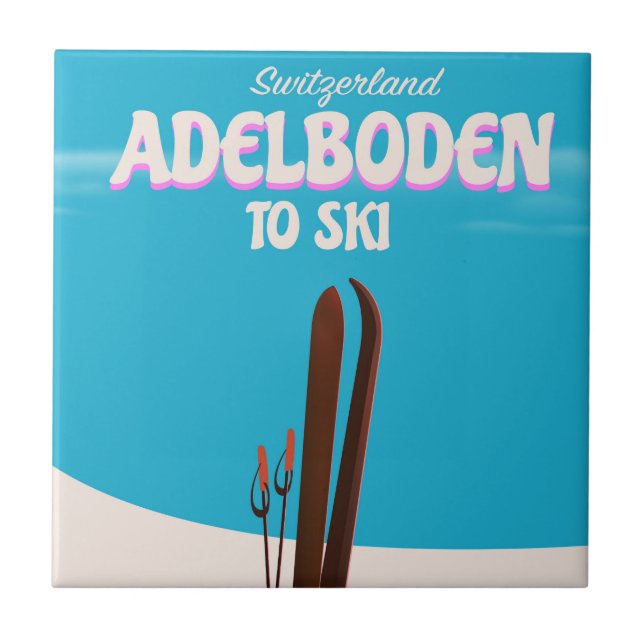 Adelboden Switzerland ski travel poster Tile (Front)