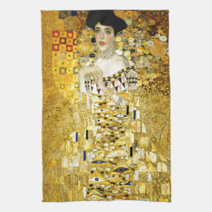 Adele Bloch-Bauer I by Gustav Klimt Art Nouveau Tea Towel