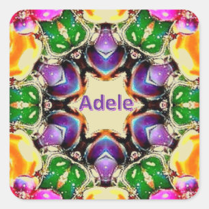 ADELE ~ Bright Abstract Pattern ~ Personalised  Square Sticker