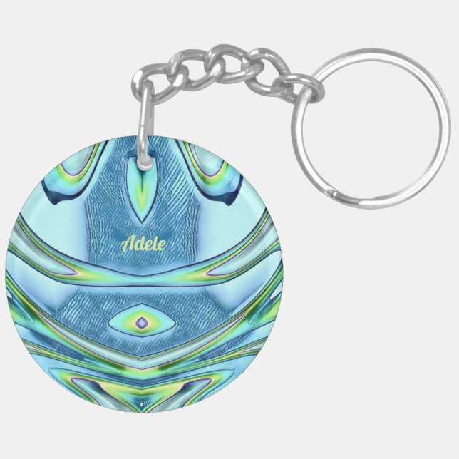 ADELE ~ Green Yellow Blue Circular Acrylic ~  Key Ring (Back Left)