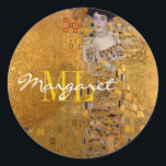 Adele, Lady in Gold by Gustav Klimt, Monogram Classic Round Sticker<br><div class="desc">Vintage Stickers with monogrammed custom name featuring famous artwork "Adele - the Lady in Gold" by Gustav Klimt</div>