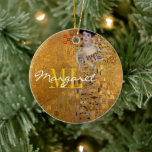 Adele, Lady in Gold by Gustav Klimt, Monogrammed Ceramic Tree Decoration<br><div class="desc">Vintage Christmas ornament with monogrammed custom name featuring famous artwork "Adele - the Lady in Gold" by Gustav Klimt</div>