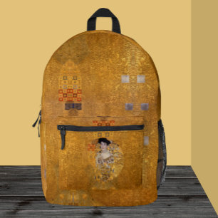 Adele, Lady in Gold by Gustav Klimt, Vintage Printed Backpack