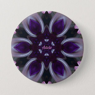 ADELE ~ Purple White Pink Green BLING  7.5 Cm Round Badge