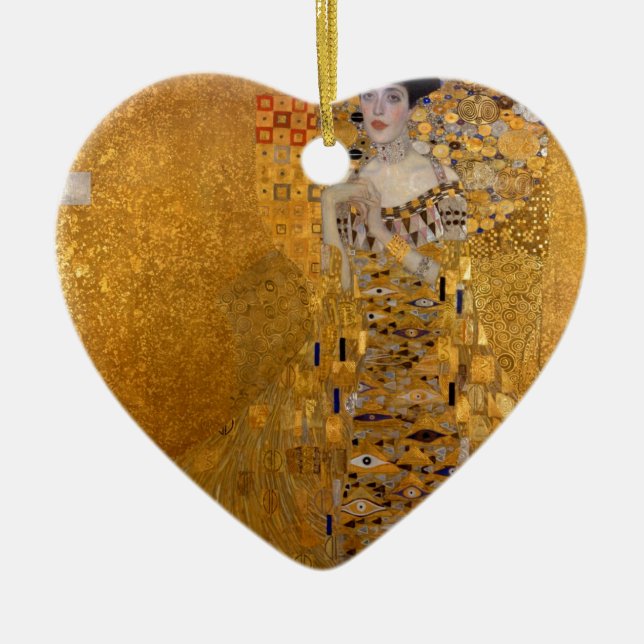 Adele, The Lady in Gold - Gustav Klimt Ceramic Tree Decoration (Front)