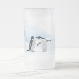 Adelie Penguins Frosted Glass Beer Mug