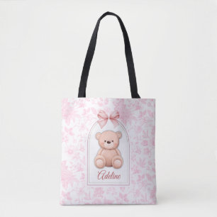 Adeline   Custom Pink Teddy Bear Nursery Design  Tote Bag